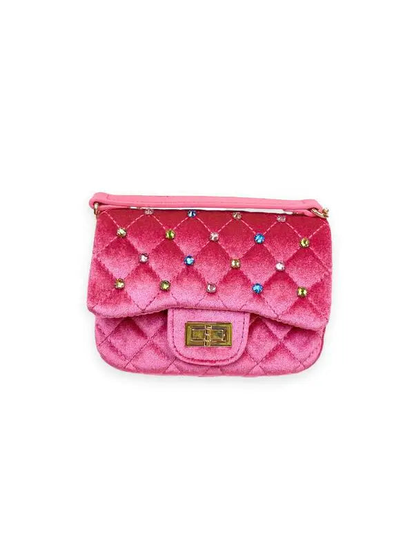 B1313 Colorful Studs Velvet Quilted Purse (5 Colors)