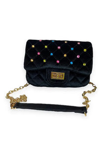 B1313 Colorful Studs Velvet Quilted Purse (5 Colors)