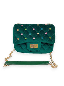 B1313 Colorful Studs Velvet Quilted Purse (5 Colors)