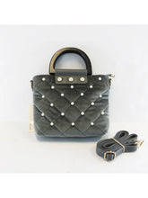 Load image into Gallery viewer, B1221 Pearls Quilted Velvet Bag
