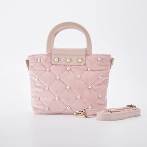 B1221 Pearls Quilted Velvet Bag