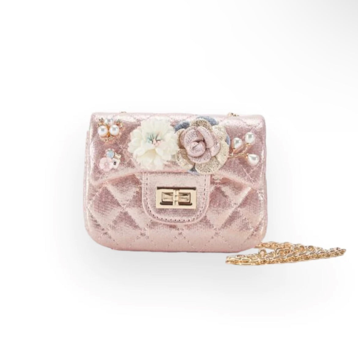 FOLNUA ♥ Petit Shell Bag/追跡付 B1222 Floral Shinny Quilted Purse – My Kid My World