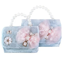 Load image into Gallery viewer, B1294 Mom and Me Bow &amp; Floral Furry Purse
