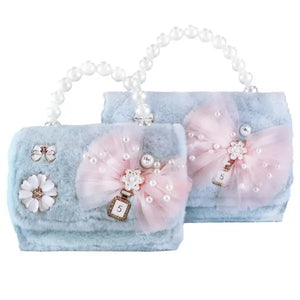 B1294 Mom and Me Bow & Floral Furry Purse