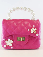 Load image into Gallery viewer, B1303 Pearl Handle Quilted Leather Purse w/ Charms
