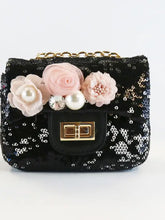 Load image into Gallery viewer, B1301 Floral Appliques Sequin Purse
