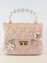 Load image into Gallery viewer, B1303 Pearl Handle Quilted Leather Purse w/ Charms
