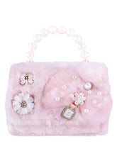 Load image into Gallery viewer, B1294 Mom and Me Bow &amp; Floral Furry Purse
