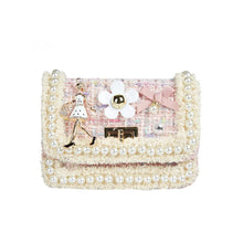 Load image into Gallery viewer, B1208 Mom and Me Lady &amp; Pearl Trim Tweed Purse
