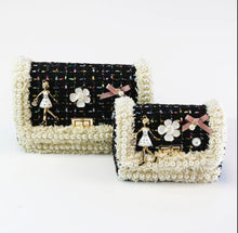 Load image into Gallery viewer, B1208 Mom and Me Lady &amp; Pearl Trim Tweed Purse
