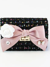 Load image into Gallery viewer, B1234 Floral Bow Tweed Purse
