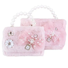 Load image into Gallery viewer, B1294 Mom and Me Bow &amp; Floral Furry Purse
