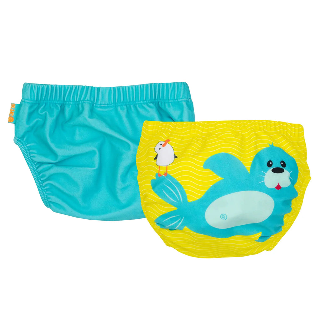 Knit Swim Diaper 2pc Set - Seal